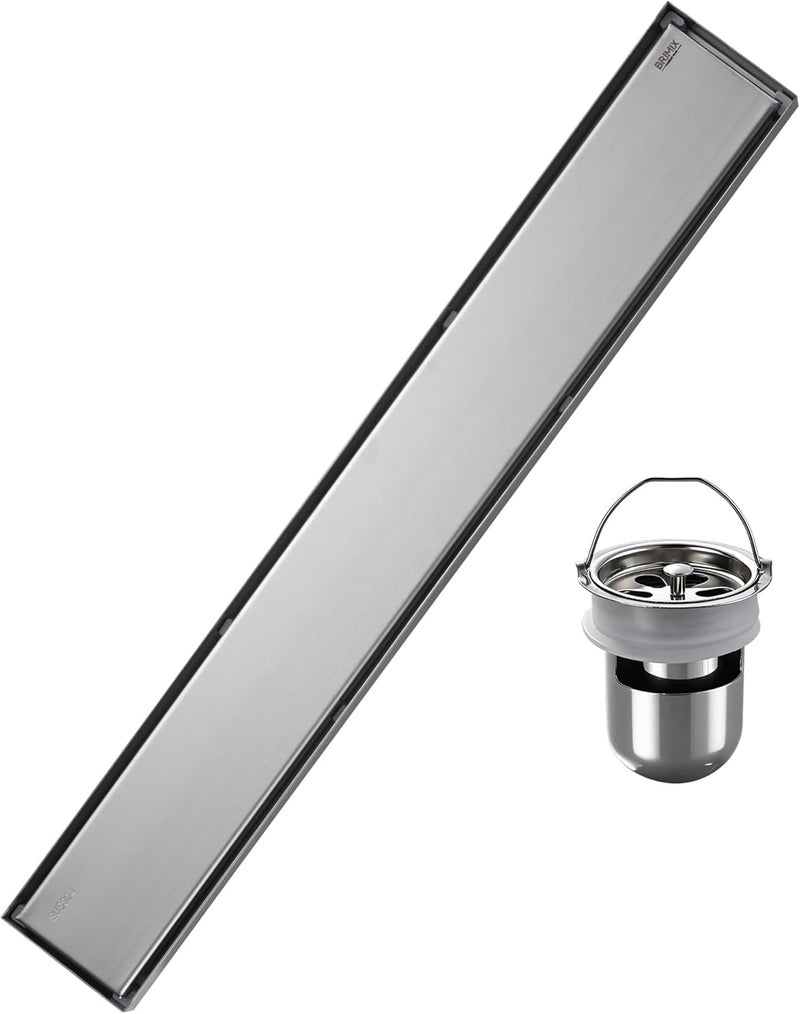 BRIMIX Stainless Steel 304 Floor Drain with Removable Tile Insert Grate - 8 x 60 cm - Image 1