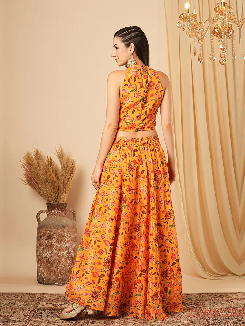 globus Women Printed Top With Skirt Co-Ords