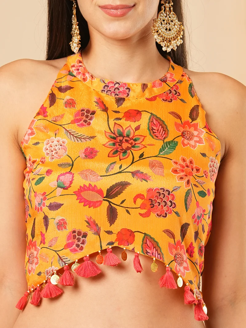 globus Women Printed Top With Skirt Co-Ords
