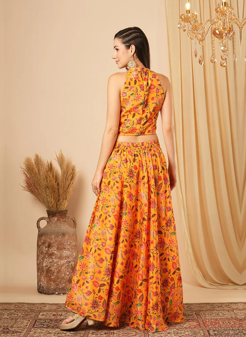 globus Globus Women Printed Top With Skirt Festive Co-Ord Set