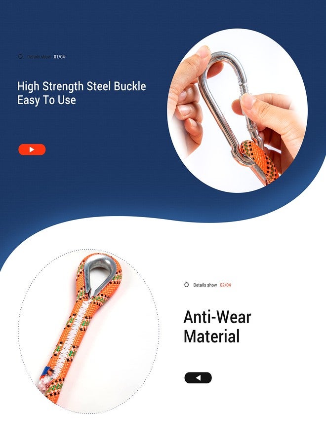 WGOS Climbing Rope, Dynamic Rock Climbing Rope, Braided Polyester Arborist Rigging Rope, Escape Equipment in 32ft/64ft/96ft/160ft/230ft/500ft/985ft with Carry Bag (64ft/20m) - Image 2