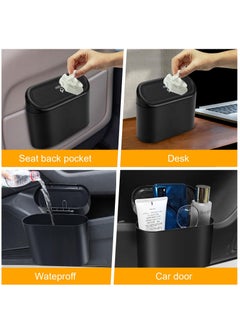 Generic Car Trash Can Bin with Lid - Universal Vehicle Mini Leakproof Garbage Can Bin with 15pcs Trash Bags Can Organizer Storage for Front Back Seat Accessories for Auto Office Bedroom Home  - Image 3
