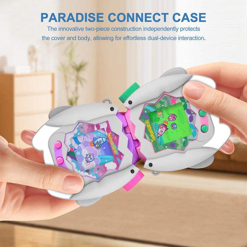 SGHLDE ã€Connect Without Removalã€‘ for Tamagotchi Paradise Silicone Case, SGHLDE Cute Drop-Proof Protective Case for Tamagotchi Paradise Accessories with Lanyard, Shark - Image 3