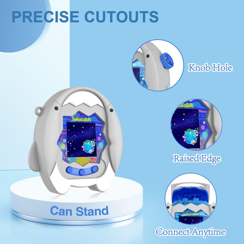 SGHLDE ã€Connect Without Removalã€‘ for Tamagotchi Paradise Silicone Case, SGHLDE Cute Drop-Proof Protective Case for Tamagotchi Paradise Accessories with Lanyard, Shark - Image 5