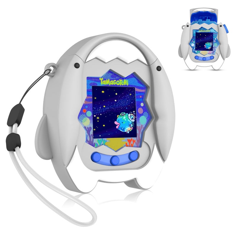 SGHLDE ã€Connect Without Removalã€‘ for Tamagotchi Paradise Silicone Case, SGHLDE Cute Drop-Proof Protective Case for Tamagotchi Paradise Accessories with Lanyard, Shark - Image 1