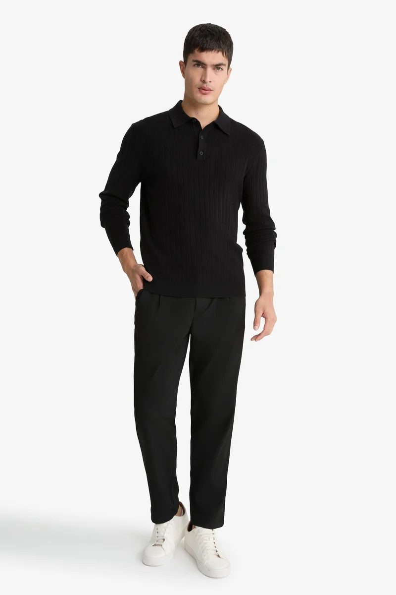 ديفاكتو Standard Fit Polo Collar Knitwear Pullover