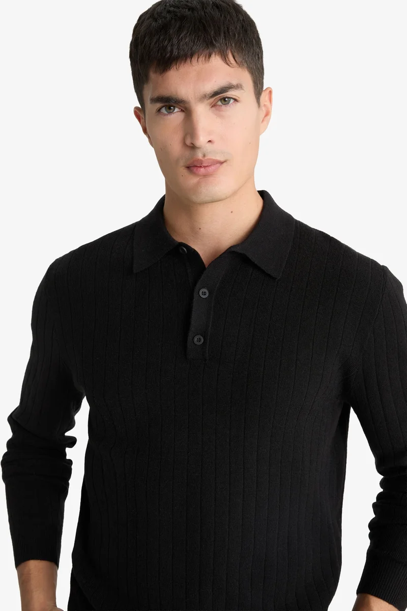 ديفاكتو Standard Fit Polo Collar Knitwear Pullover
