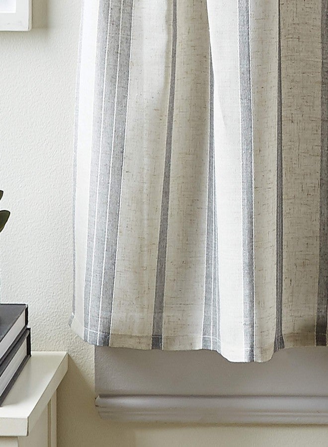 CHF McKenzie Striped Window Kitchen Curtain Tier Pair, Rod Pocket, 28W x 36L inch, Grey - Image 3