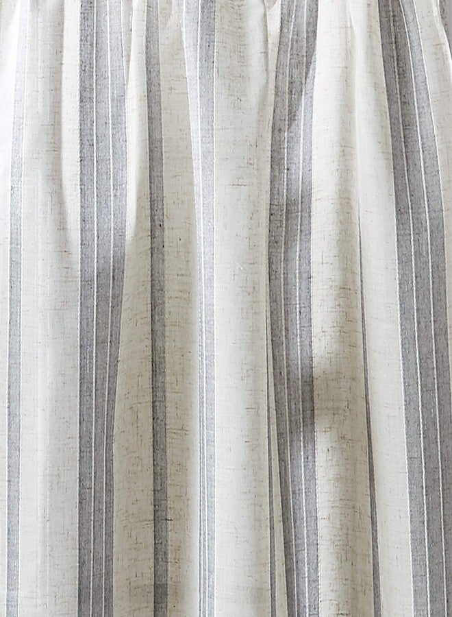 CHF McKenzie Striped Window Kitchen Curtain Tier Pair, Rod Pocket, 28W x 36L inch, Grey - Image 4
