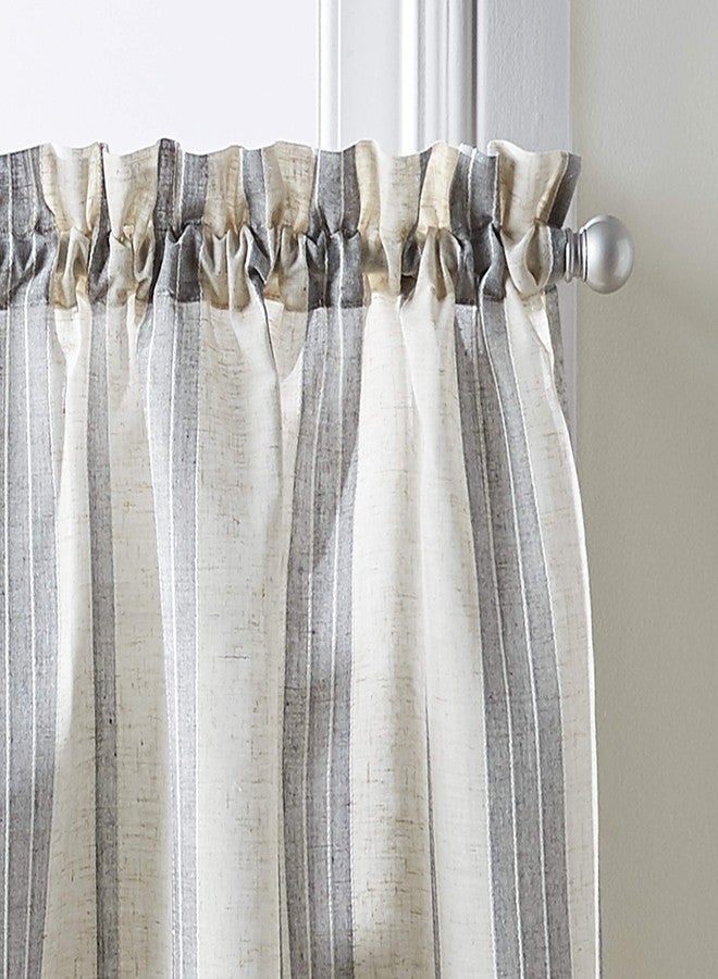 CHF McKenzie Striped Window Kitchen Curtain Tier Pair, Rod Pocket, 28W x 36L inch, Grey - Image 2