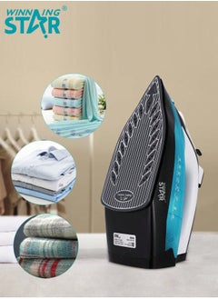 Steam Iron Non-stick Soleplate Vertical Steam Dry/Spray/Steam Options Adjustable Temperature Control Self-cleaning Function 400 Ml Water Tank Capacity 2000 Watts Blue