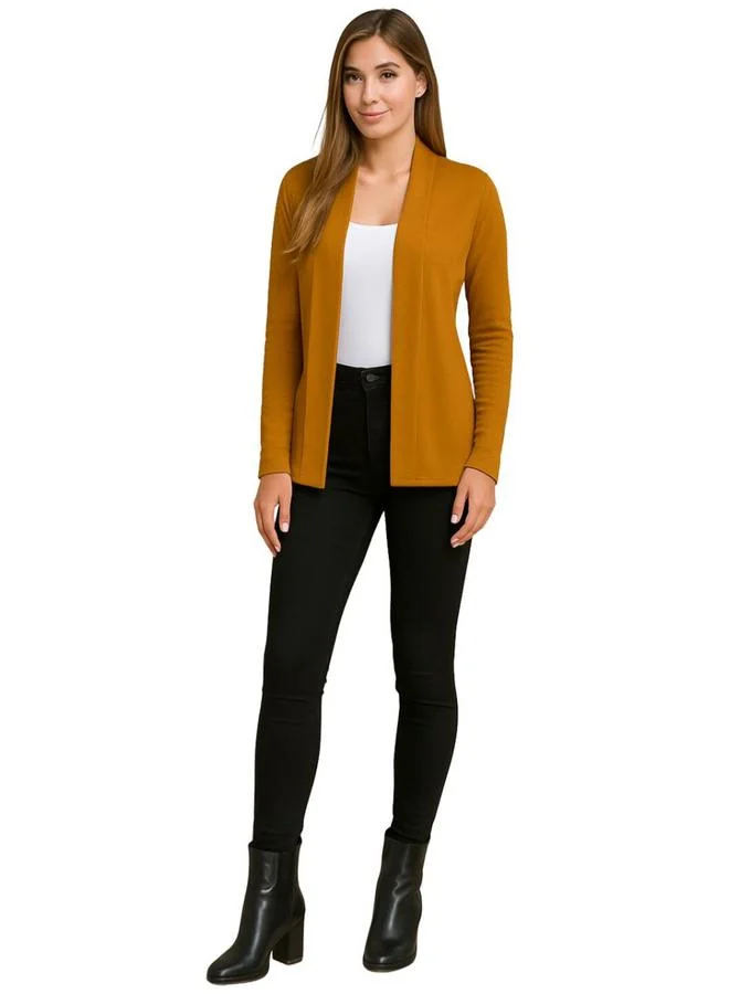 PAUSE Pause Mustard Solid Open Front Shrug