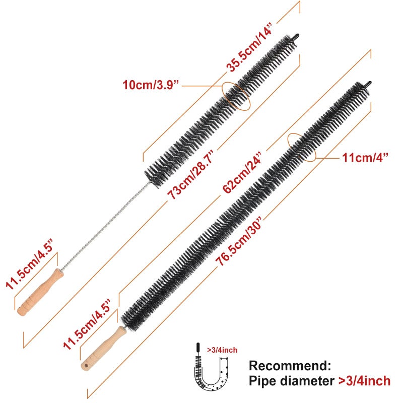 Ronsit Dryer Cleaner Vent Brush - 70cm or 75cm Long Flexible Dryer Vent Cleaner & Refrigerator Condenser Coil Brush Long Flexible Refrigerator Coil Cleaning Brush (Long Brush) - Image 3