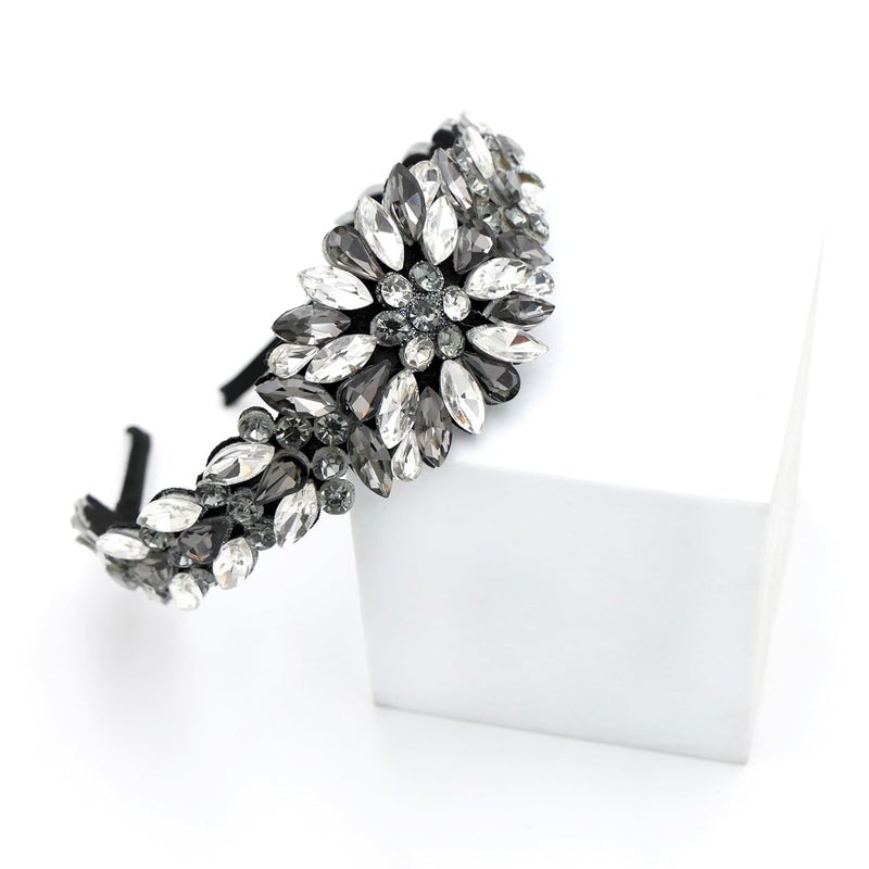 NNR Headband Crystal Rhinestone Band Headband Accessories for Girls Dressy Head Band Fashion Headpieces Full Hair Hoop Wedding for Women (Black, Shiny stone hair band) - Image 1