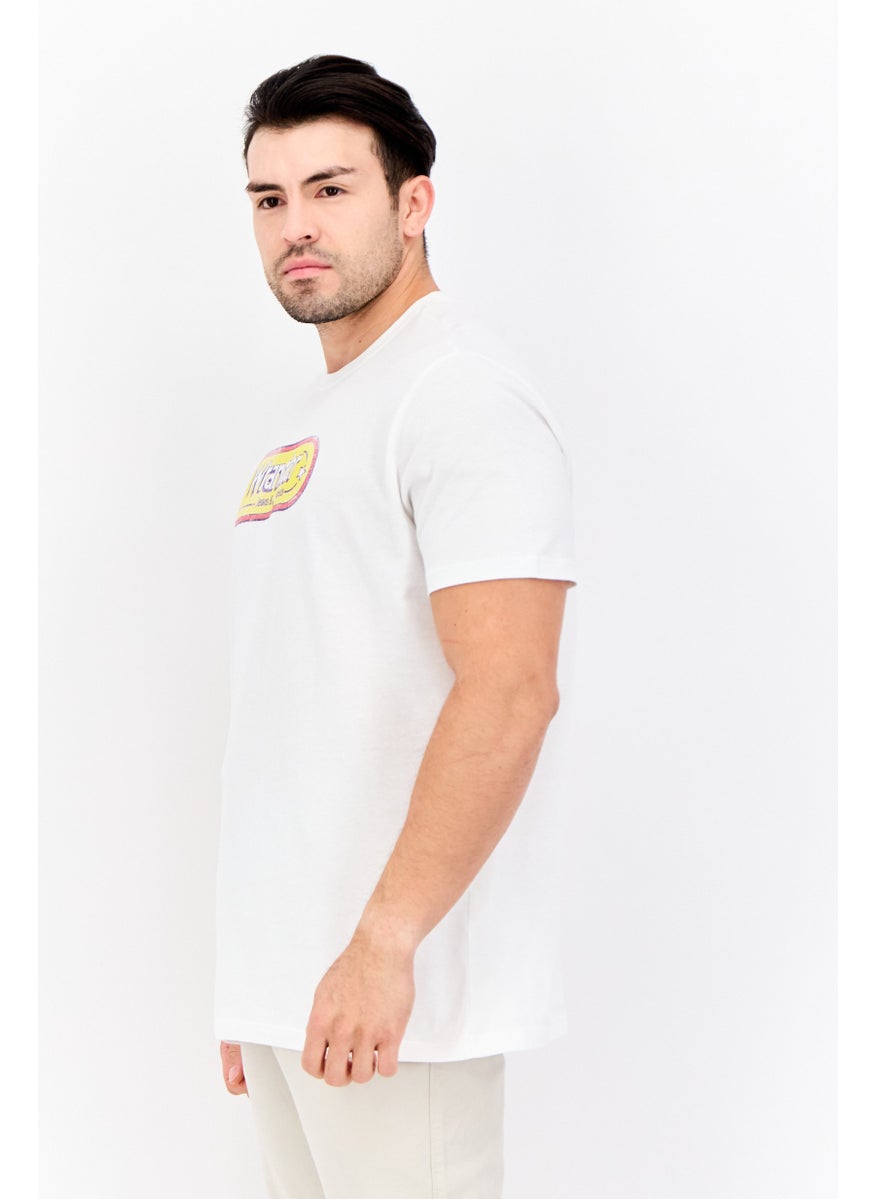 Wrangler - Men Crew Neck Short Sleeve Brand Logo T-Shirts, White - Image 1