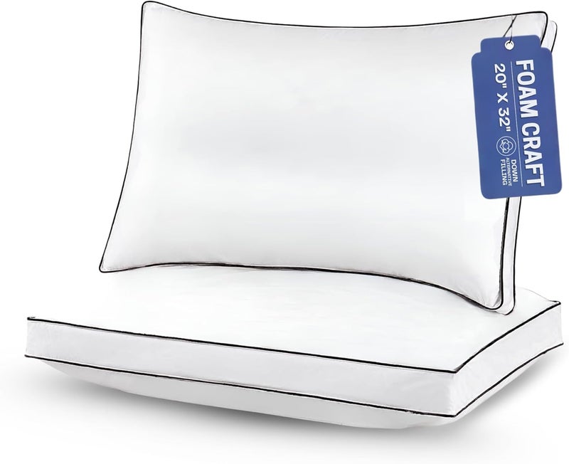 FOAM CRAFT King Size Gusseted Bed Pillows - Pack of 4, Cooling Down Alternative for Side Sleepers - Image 1