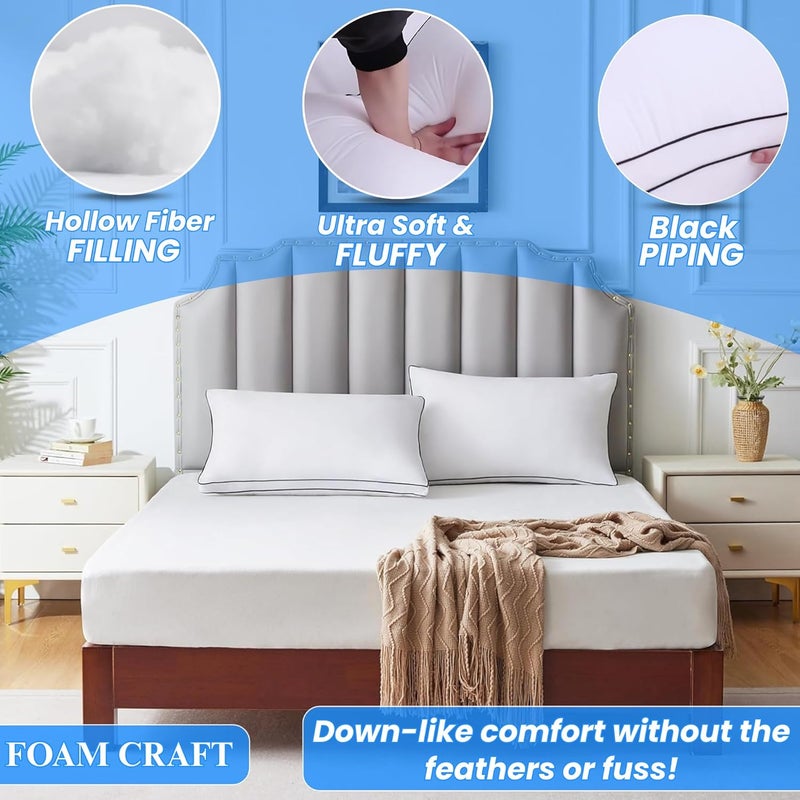 FOAM CRAFT King Size Gusseted Bed Pillows - Pack of 4, Cooling Down Alternative for Side Sleepers - Image 5