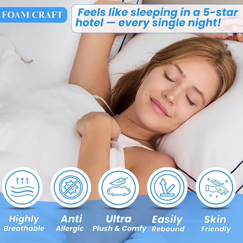 FOAM CRAFT King Size Gusseted Bed Pillows - Pack of 4, Cooling Down Alternative for Side Sleepers - Image 4