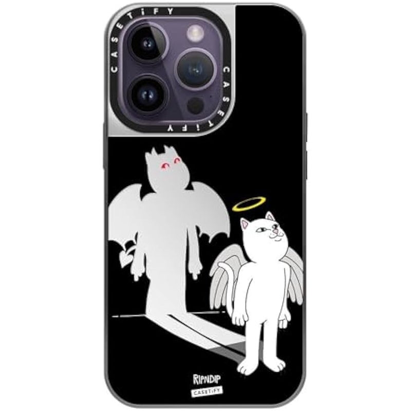 Casetify Mirror Case for iPhone 14 Pro 【RipNDip Colab/Reflective / 4.9ft Drop Protection/Compatible with Magsafe】 - Shadow Friend - Silver on Silver - Image 2
