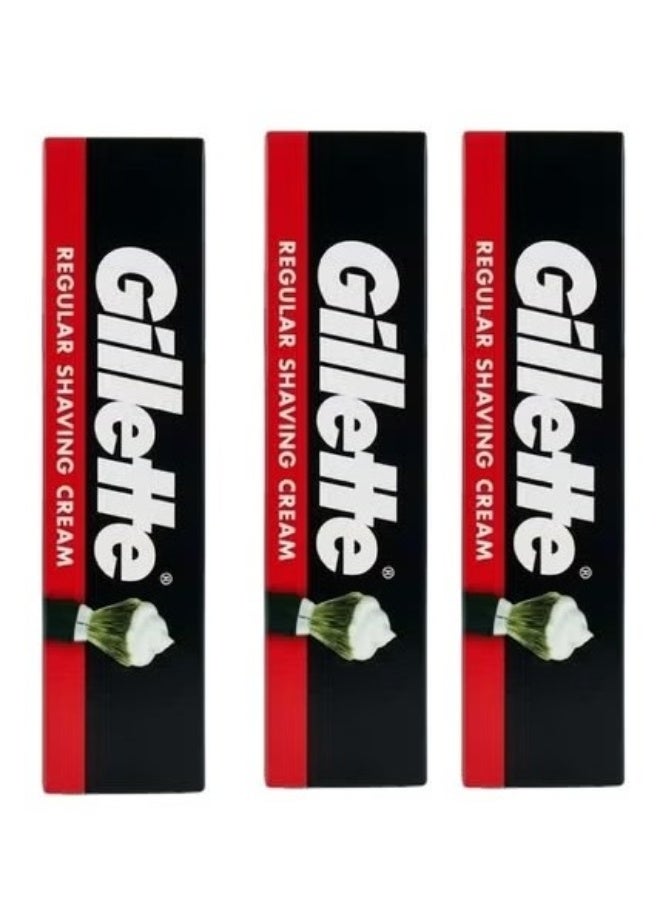 Gillette Regular Shaving Cream Rich Foam For Comfortable Shave × 3