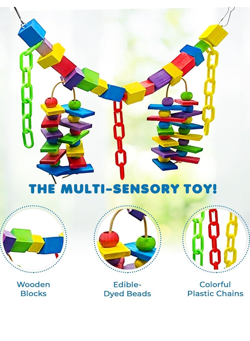 Next Vogue Set of 3 Natural Wood Parrot Toys - Ideal for Small & Medium Parrots. Safe & Durable Chew Toys Promote Mental Stimulation & Beak Health. Handcrafted Bird Toys for Enriching Playtime - Image 4