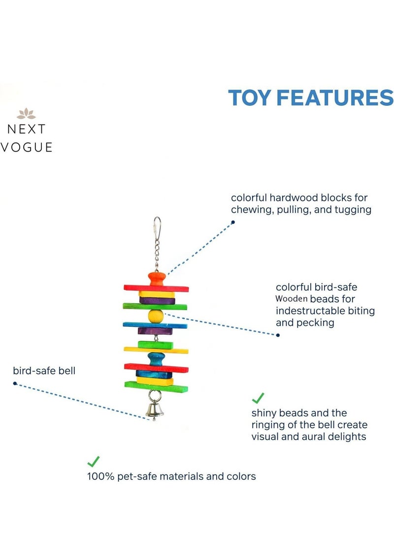 Next Vogue Set of 3 Natural Wood Parrot Toys - Ideal for Small & Medium Parrots. Safe & Durable Chew Toys Promote Mental Stimulation & Beak Health. Handcrafted Bird Toys for Enriching Playtime - Image 3