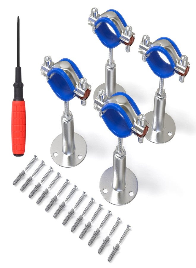 TAISHER 4PCS 304 Stainless Steel Wall Mount Ceiling Mount Adjustable Pipe Supports，Adjustable Pipe Strap Bracket，Suitable for 3/4 inch diameter tubes (25-28mm) with Screws，Adjustable Height 50-100mm - Image 1