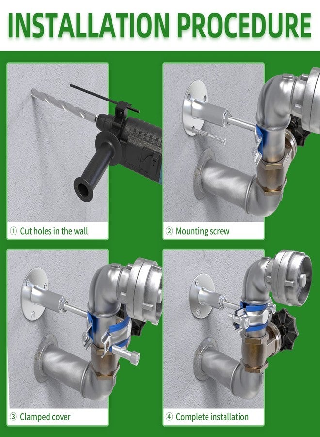 TAISHER 4PCS 304 Stainless Steel Wall Mount Ceiling Mount Adjustable Pipe Supports，Adjustable Pipe Strap Bracket，Suitable for 3/4 inch diameter tubes (25-28mm) with Screws，Adjustable Height 50-100mm - Image 5