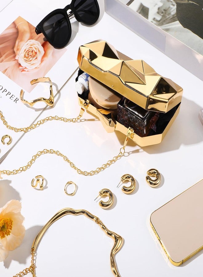 Jadive 8 Pcs Gold Clutch Purse for Women Evening Prom Dresses Prom Metallic Handbag Earrings Necklace Rings for Wedding Banquet Retro Jewelry Set - Image 5