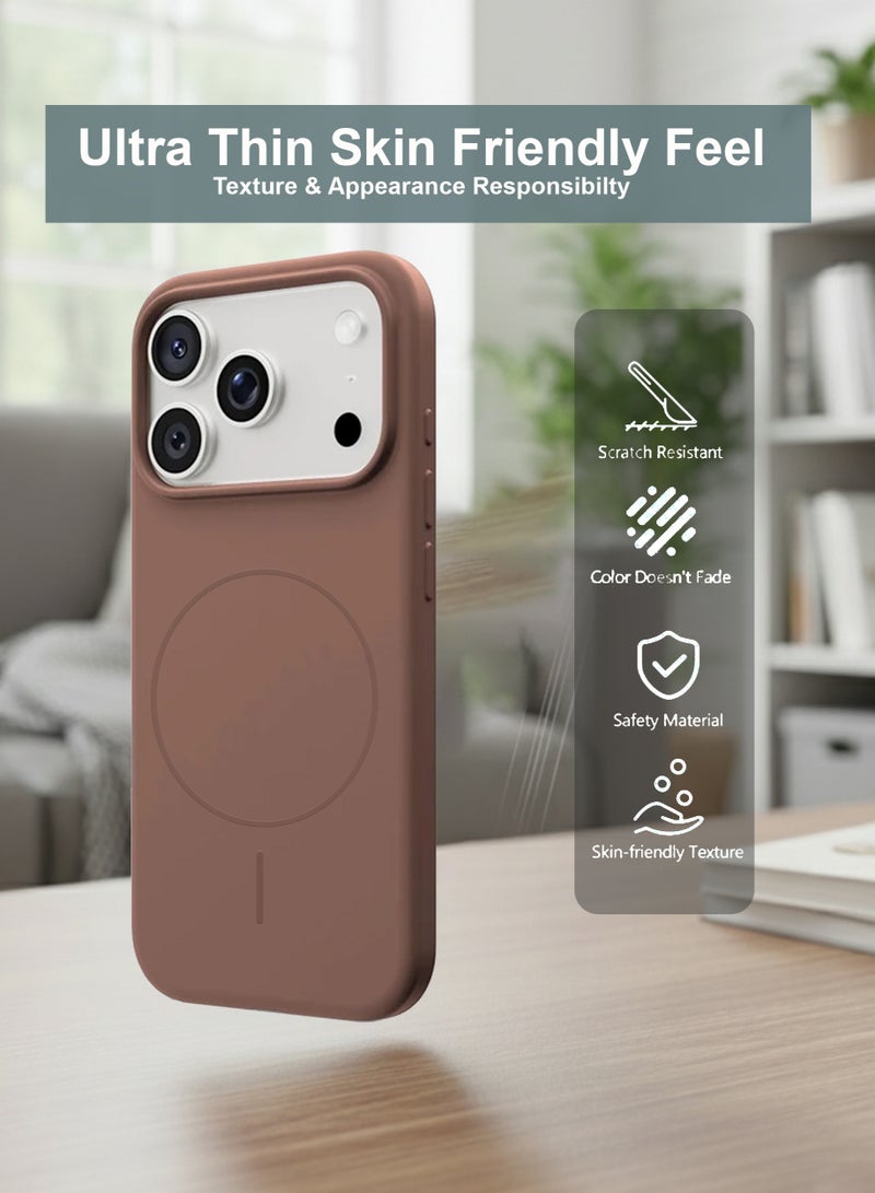 Apple iPhone 17 Pro Max Silicone Magsafe Case, Ultra-Hybrid Soft Back Case Cover Compatible With Magsafe, Camera Protection, Shockproof Bumper Case Cover For Apple iPhone 17 Pro Max - Brown - Image 4