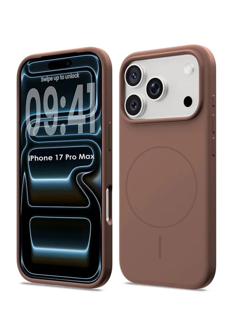 Apple iPhone 17 Pro Max Silicone Magsafe Case, Ultra-Hybrid Soft Back Case Cover Compatible With Magsafe, Camera Protection, Shockproof Bumper Case Cover For Apple iPhone 17 Pro Max - Brown - Image 1