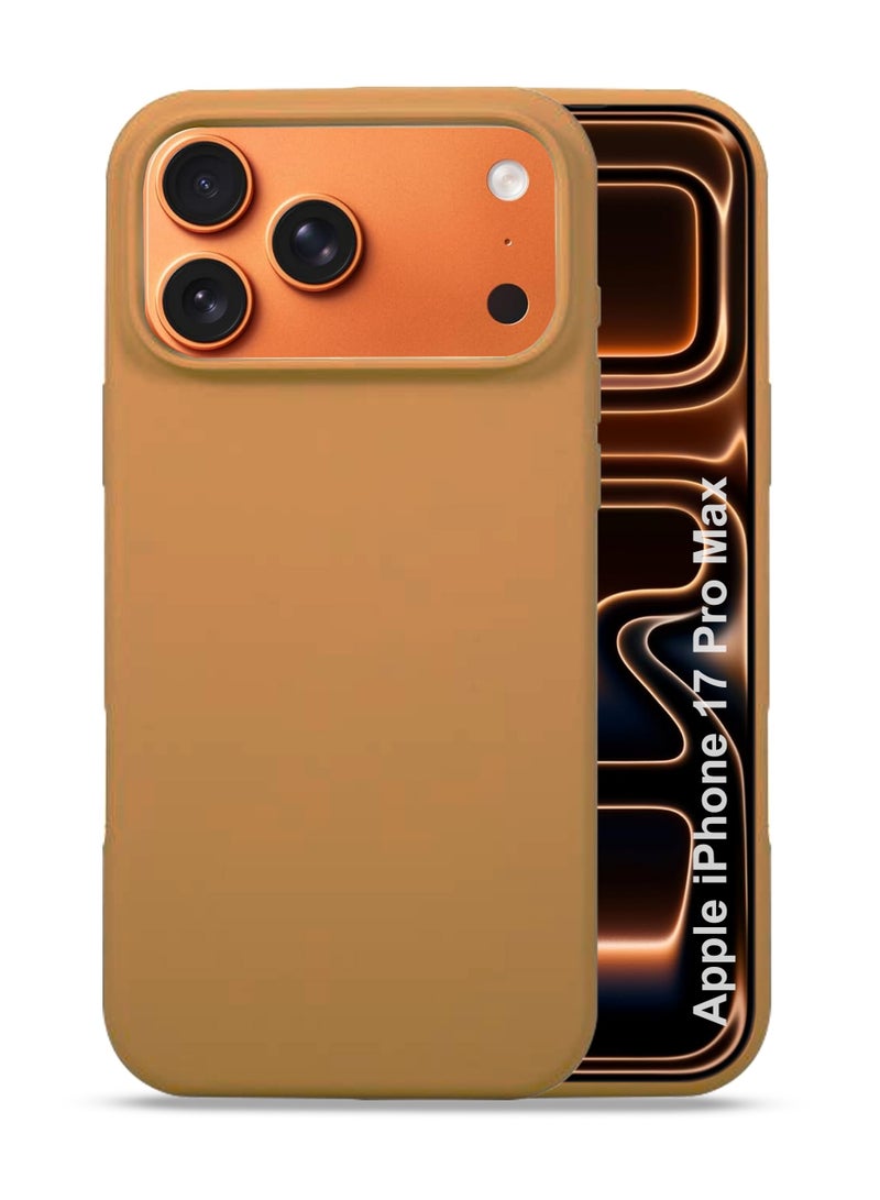 جراب ماج سيف من السيليكون لهاتف أبل آيفون 17 برو ماكس، غطاء خلفي ناعم هجين للغاية متوافق مع ماج سيف، حماية للكاميرا، جراب ممتص للصدمات لهاتف أبل آيفون 17 برو ماكس - بني - Image 1