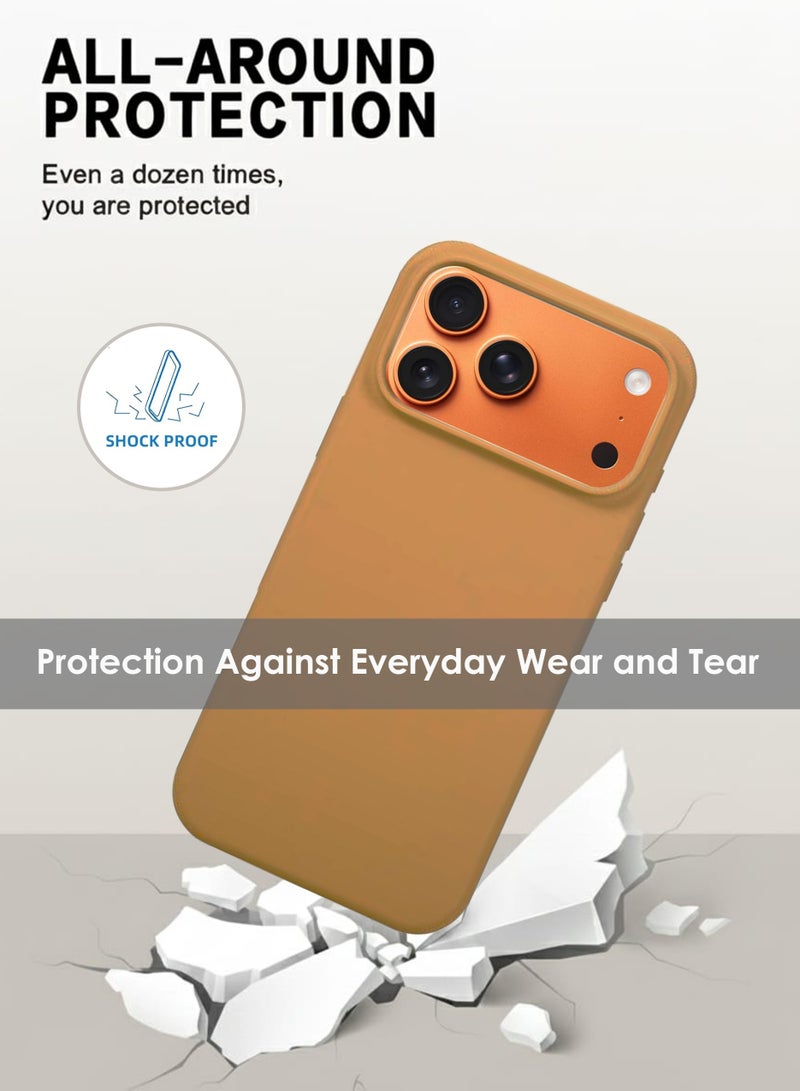 جراب ماج سيف من السيليكون لهاتف أبل آيفون 17 برو ماكس، غطاء خلفي ناعم هجين للغاية متوافق مع ماج سيف، حماية للكاميرا، جراب ممتص للصدمات لهاتف أبل آيفون 17 برو ماكس - بني - Image 2