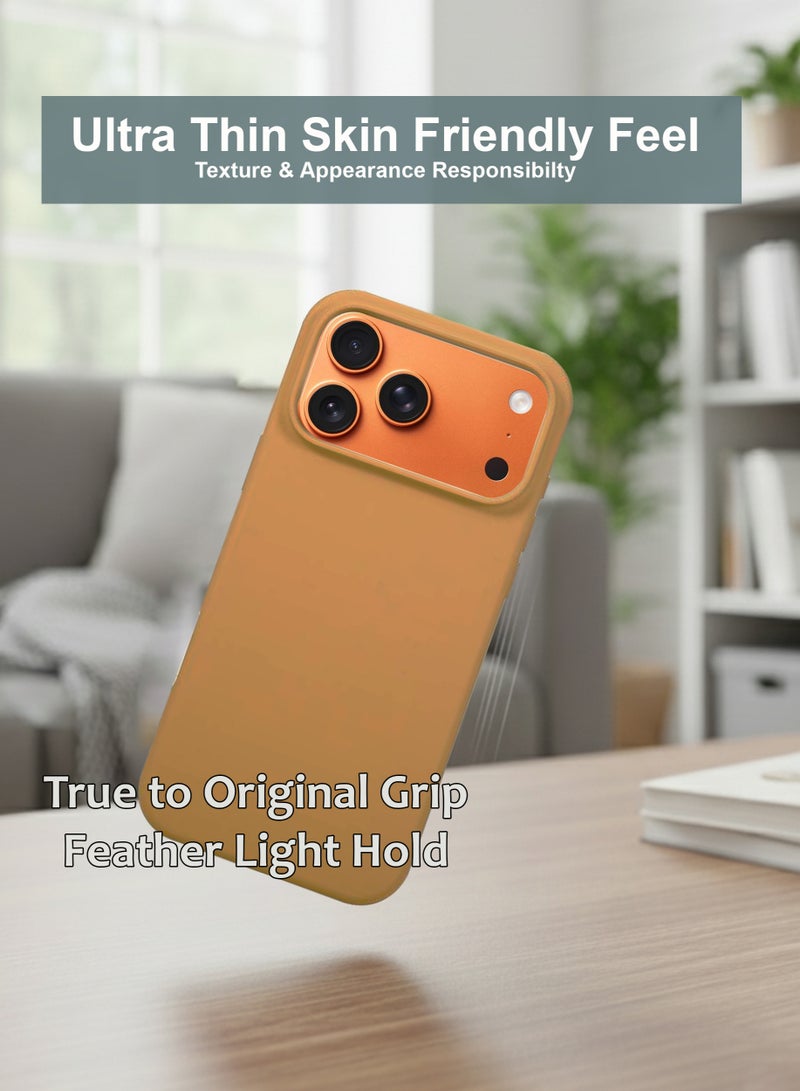 جراب ماج سيف من السيليكون لهاتف أبل آيفون 17 برو ماكس، غطاء خلفي ناعم هجين للغاية متوافق مع ماج سيف، حماية للكاميرا، جراب ممتص للصدمات لهاتف أبل آيفون 17 برو ماكس - بني - Image 3