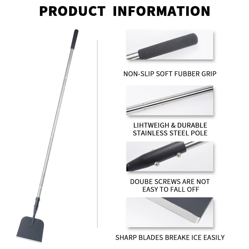 BARAYSTUS Flat Shovel with Adjustable Handle, 59 in Floor Scraper, Ice Scraper, Garden Cleaning Scraper, Ice Chopper, Snow Shovel, Multifunctional Weed Remover Tool for Walkway Driveway - Image 5