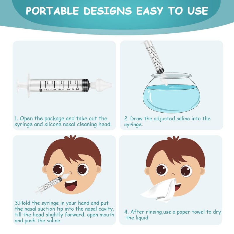 Vicloon Baby Nasal Aspirator 4PCS Nasal irrigator for Baby Portable Infant Nose Cleaner Professional Baby Nasal Irrigator for Newborn Infants Kids Nose Cleaner - Image 5