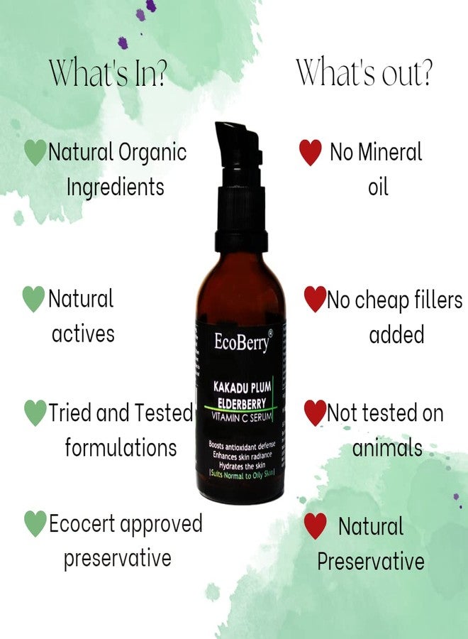 EcoBerry Kakadu Plum Elderberry Vitamin C Serum For Brightening & Glowing Skin, Natural Plant Based Vitamin C Formulation For Men & Women, Chemical Free, Preservative Free, Paraben Free, Vegan - Image 5