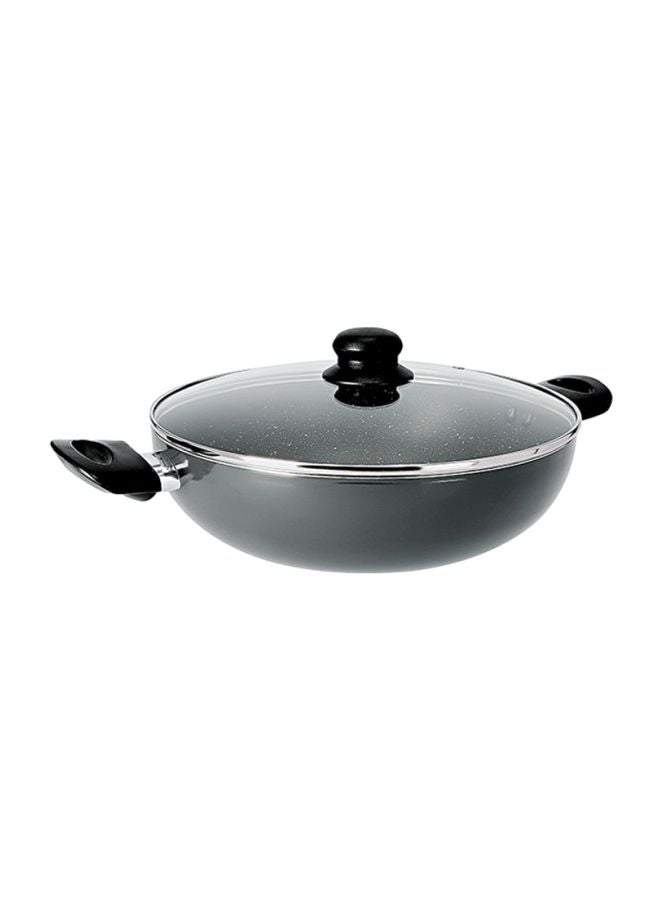 DELCASA Aluminium Wokpan With Glass Lid Grey 26cm - Image 4