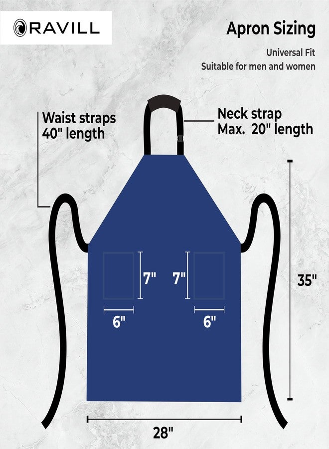 Ravill Waterproof Apron For Men and Women - 2 Pockets - Blue - 35" Multi Purpose Work Aprons for Dishwashing, Dog Grooming, Cleaning - Heavy Duty Plastic Dishwasher Apron - Water Resistant Kitchen Apron - Image 2