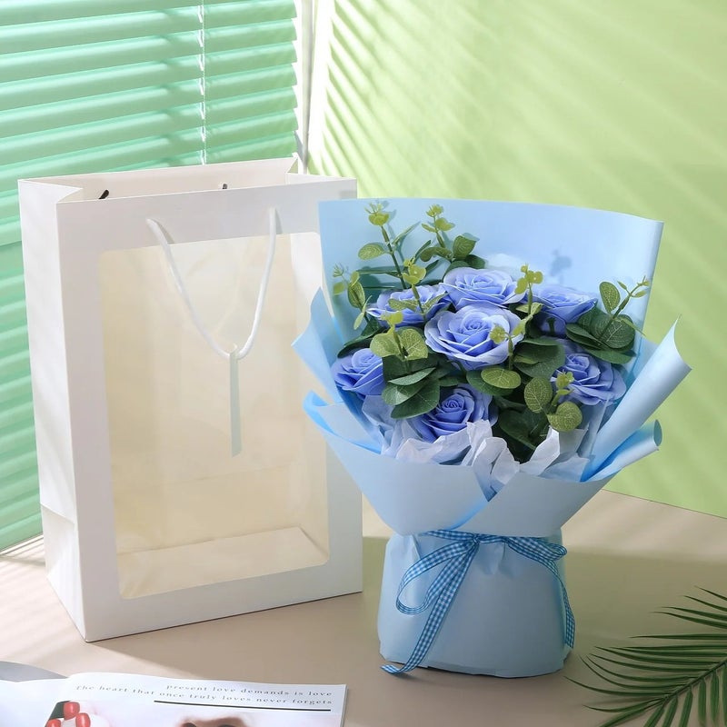 Bluejw Handmade Square LED Light Up Preserved Rose Bouquet – Moisture-Fresh Dried Plants in Glass Dome, Ideal Mother's Day Gift & Graduation Keepsake - Image 3