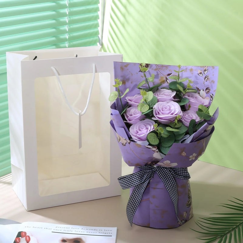 Bluejw Handmade Square LED Light Up Preserved Rose Bouquet – Moisture-Fresh Dried Plants in Glass Dome, Ideal Mother's Day Gift & Graduation Keepsake - Image 4