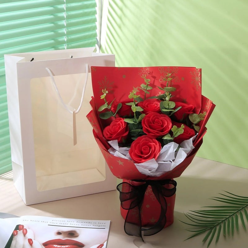 Bluejw Handmade Square LED Light Up Preserved Rose Bouquet – Moisture-Fresh Dried Plants in Glass Dome, Ideal Mother's Day Gift & Graduation Keepsake - Image 1