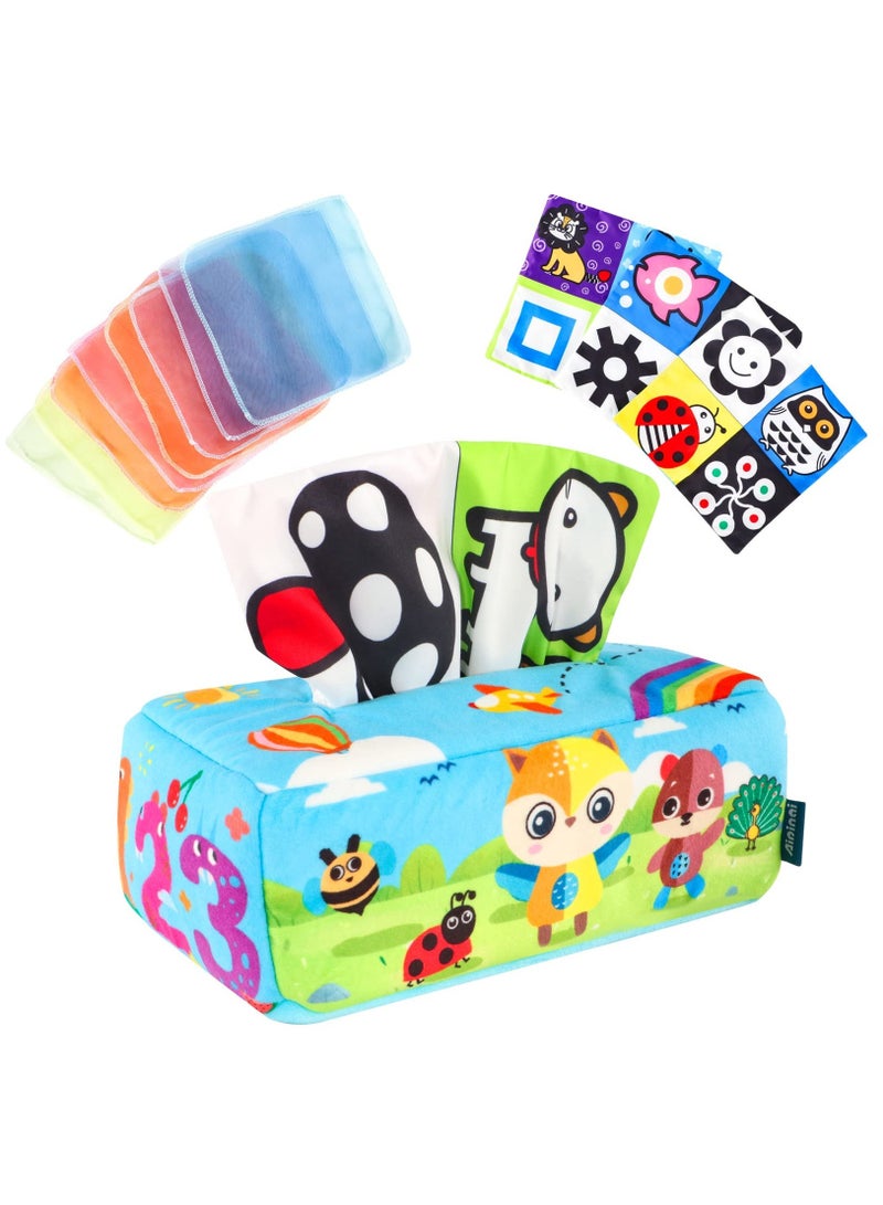 Soft Paper Box Toys for Babies 6-12 Months - Montessori Sensory Soothing Toys with Ringing Paper, Creative Hands-on Wildlife Theme for Boys and Girls. - Image 1