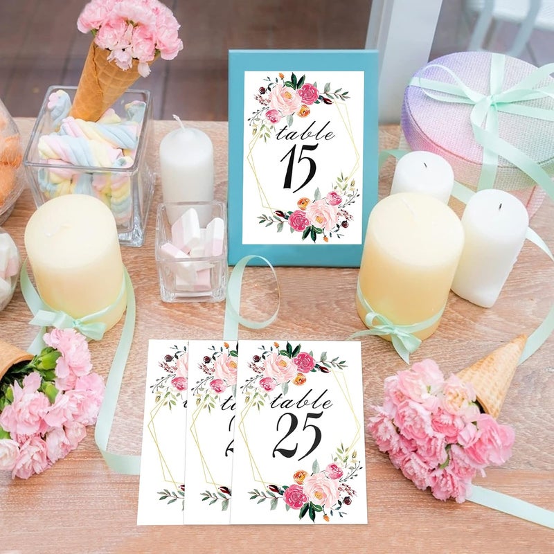 LeeLoon Floral Table Number Cards 126 Geometric Double Sided 4 x 6 Card Stock for Wedding Decorations Receptions Party Baby Showers Special Events  - Image 3