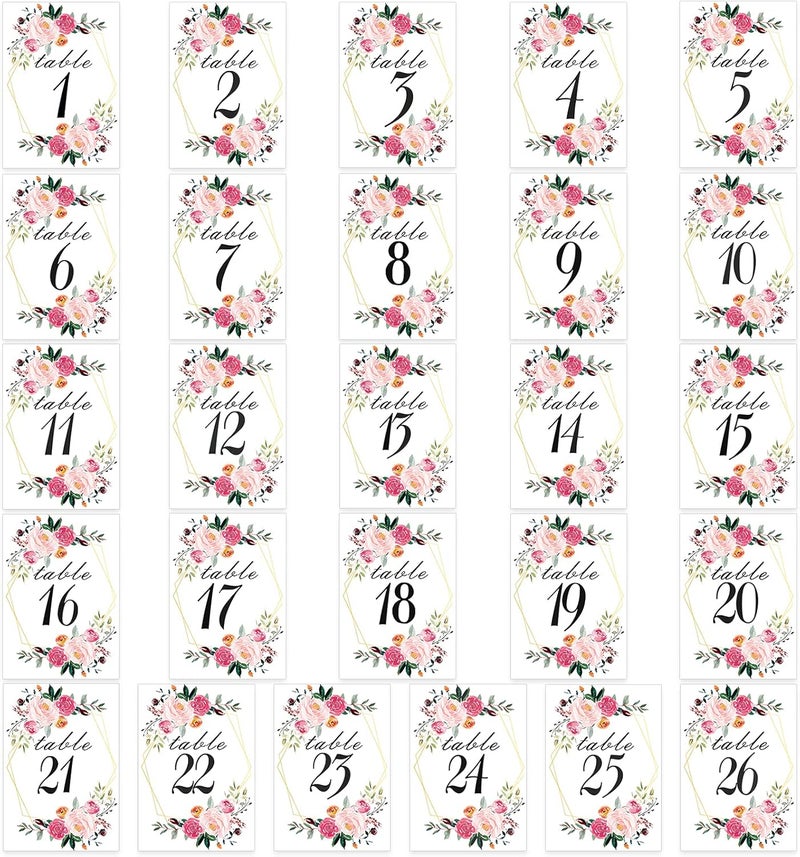 LeeLoon Floral Table Number Cards 126 Geometric Double Sided 4 x 6 Card Stock for Wedding Decorations Receptions Party Baby Showers Special Events  - Image 2