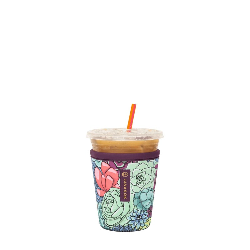 Sok It Sok It JavaSok Iced Coffee  Cold Soda Insulated Neoprene Cup Sleeve Succulents Small 1620oz