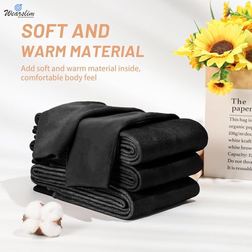 Wearslim Thermal Bottom for Women, Black Soft Fur Semi Opaque Fleece Lined Leggings, Stretchable Winter Wear Tights for Workout & Yoga High Waisted Warm Gym Pant - (Size: 29 to 30) Inch - Zed Black - Image 4