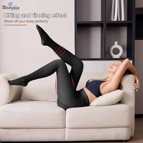 Wearslim Thermal Bottom for Women, Black Soft Fur Semi Opaque Fleece Lined Leggings, Stretchable Winter Wear Tights for Workout & Yoga High Waisted Warm Gym Pant - (Size: 29 to 30) Inch - Zed Black - Image 3