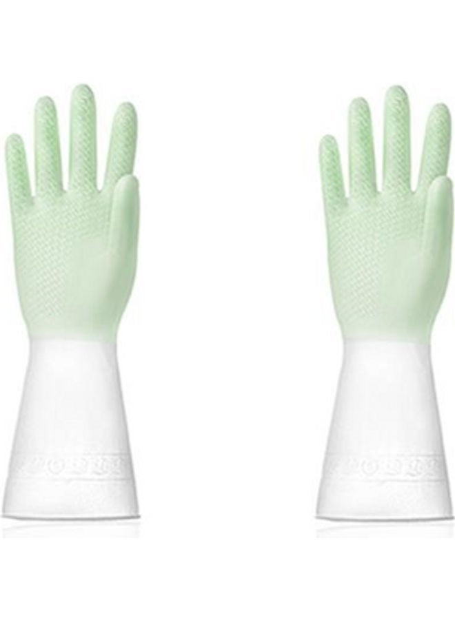 NIBEMINENT Waterproof Non-Slip Durable Rubber Large Size Gloves Green/White 