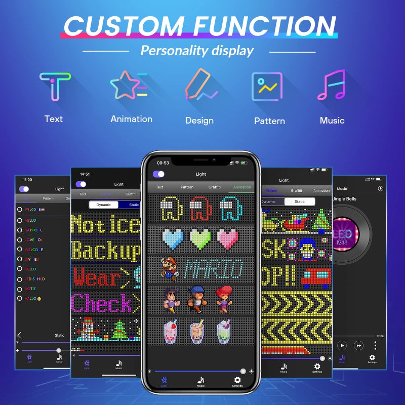 KJOY USB 5V LED Sign, Bluetooth, App Control, Flexible, Programmable Custom Text Pattern Animation Scrolling Display for Car, Store, Party, Bar, Hotel, Concert, 14.6''x3.6'' - Image 2